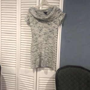 Light gray knit sweater dress w/ scoop neck
